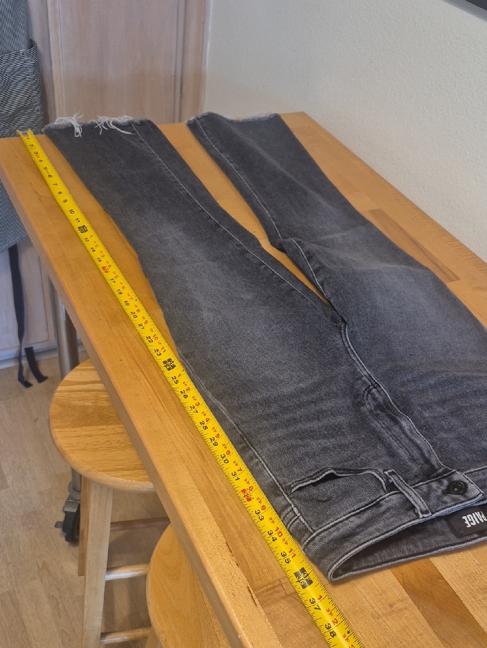 Paige Claudine Charcoal Black Jean Frayed Bottom Petite - Picture 10 of 11